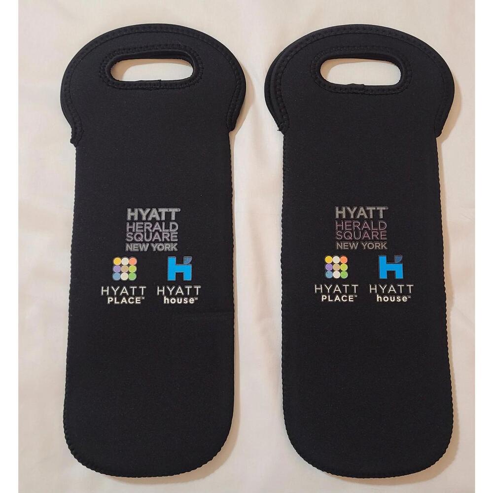 2pc Insulated Neoprene Bottle Bags BYOBAG Single Wine Reusable Tote Pouch Hyatt